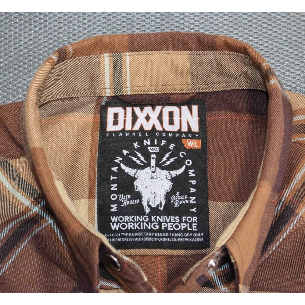 Dixxon Montana Knife Company Brown Plaid Pearl Snap L/S Shirt Womens Size Large - Picture 5 of 5